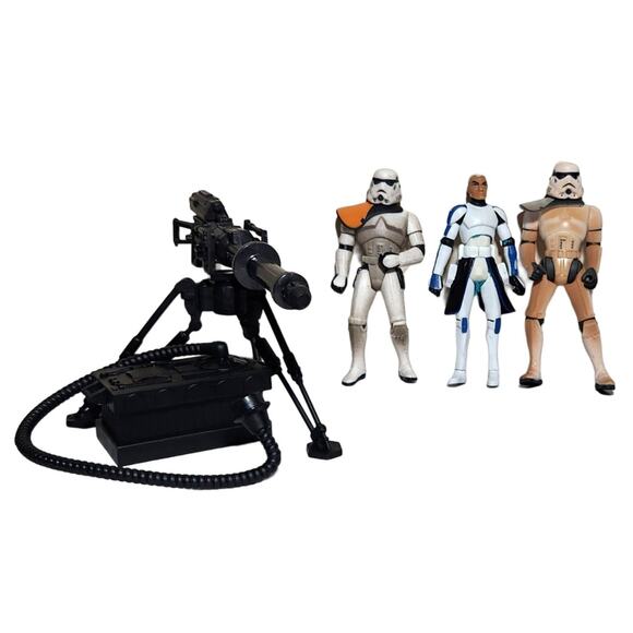 Star Wars Sand Troopers and Clone Trooper W/ Heavy Repeating Blaster Loose - Picture 1 of 9